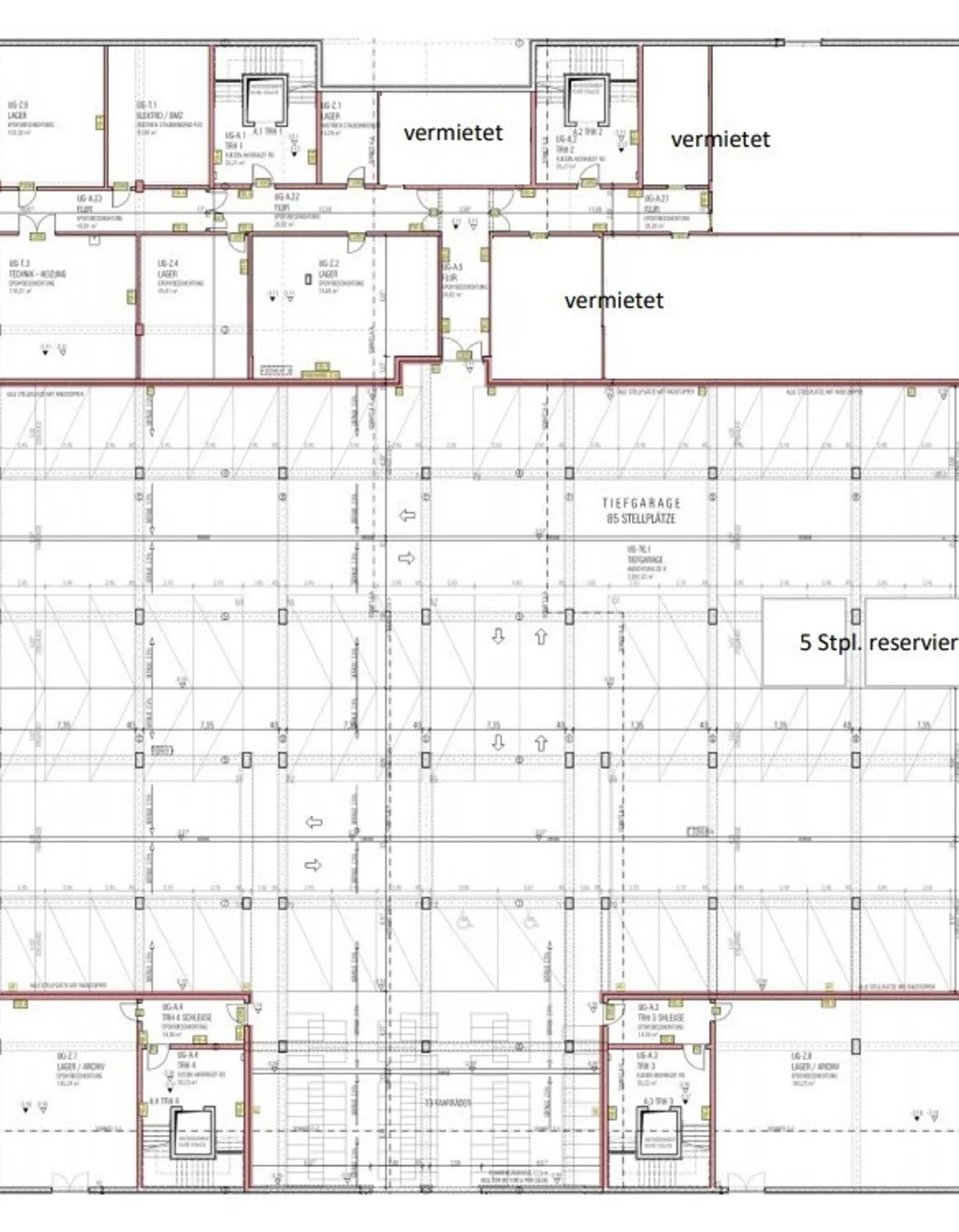 Grundriss Tiefgarage und KG
