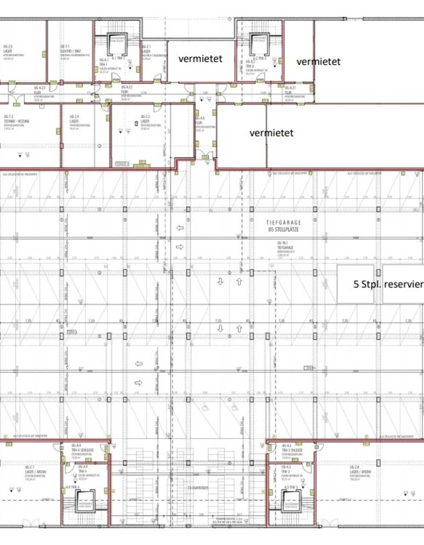 Grundriss Tiefgarage und KG