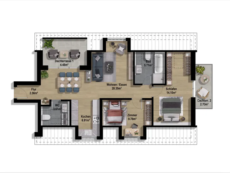 Gemütliche Neubau-Dachgeschosswohnung mit Dachterrasse in ruhiger Lage von Gaimersheim!