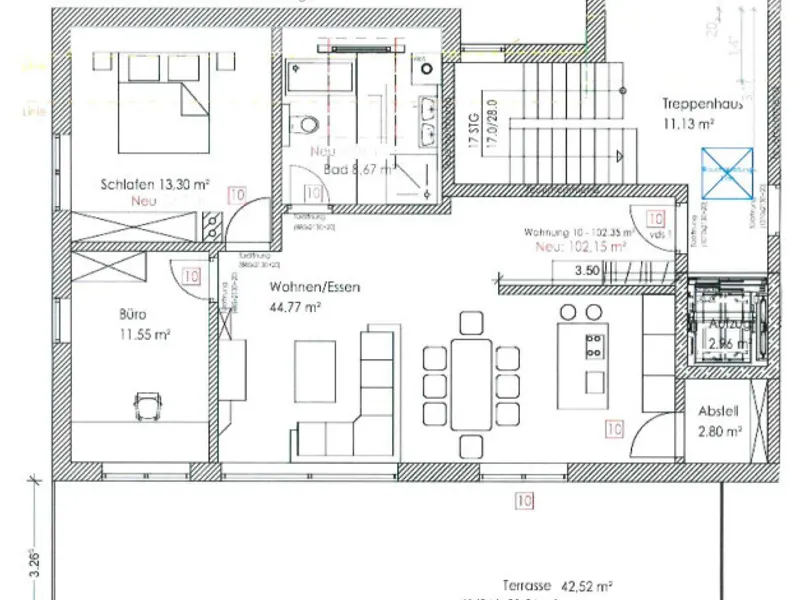 Großzügige 3-Zimmer-Penthousewohnung
