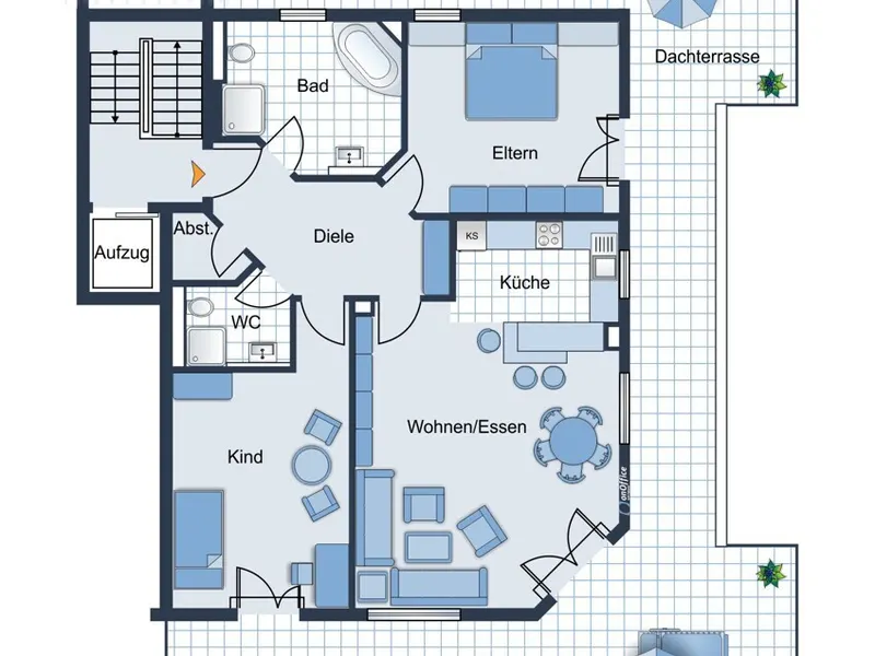 Hochwertige Penthouse-Wohnung mit weitläufiger Dachterrasse in Ingolstadt-Hollerstauden!