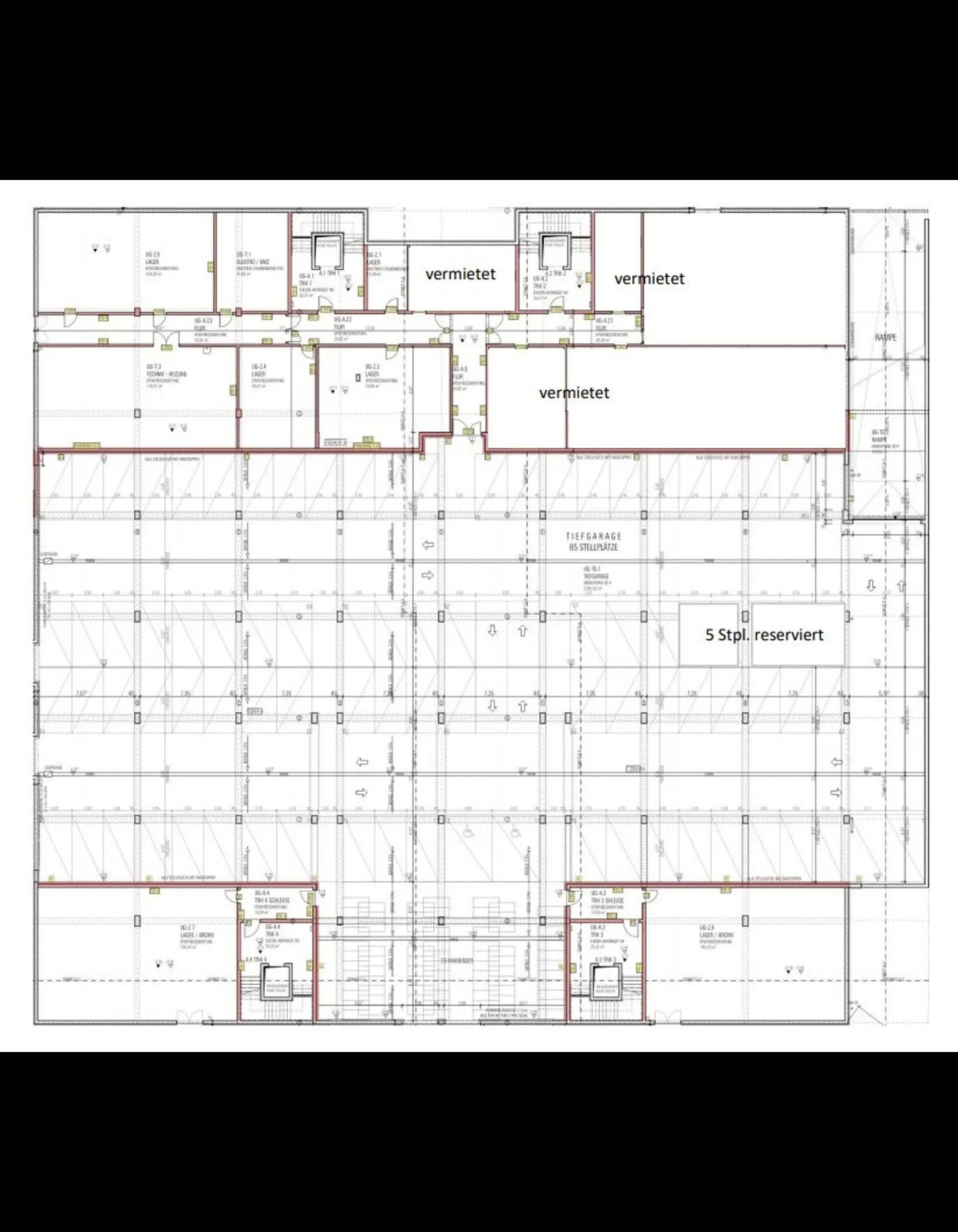 Grundriss Tiefgarage und KG