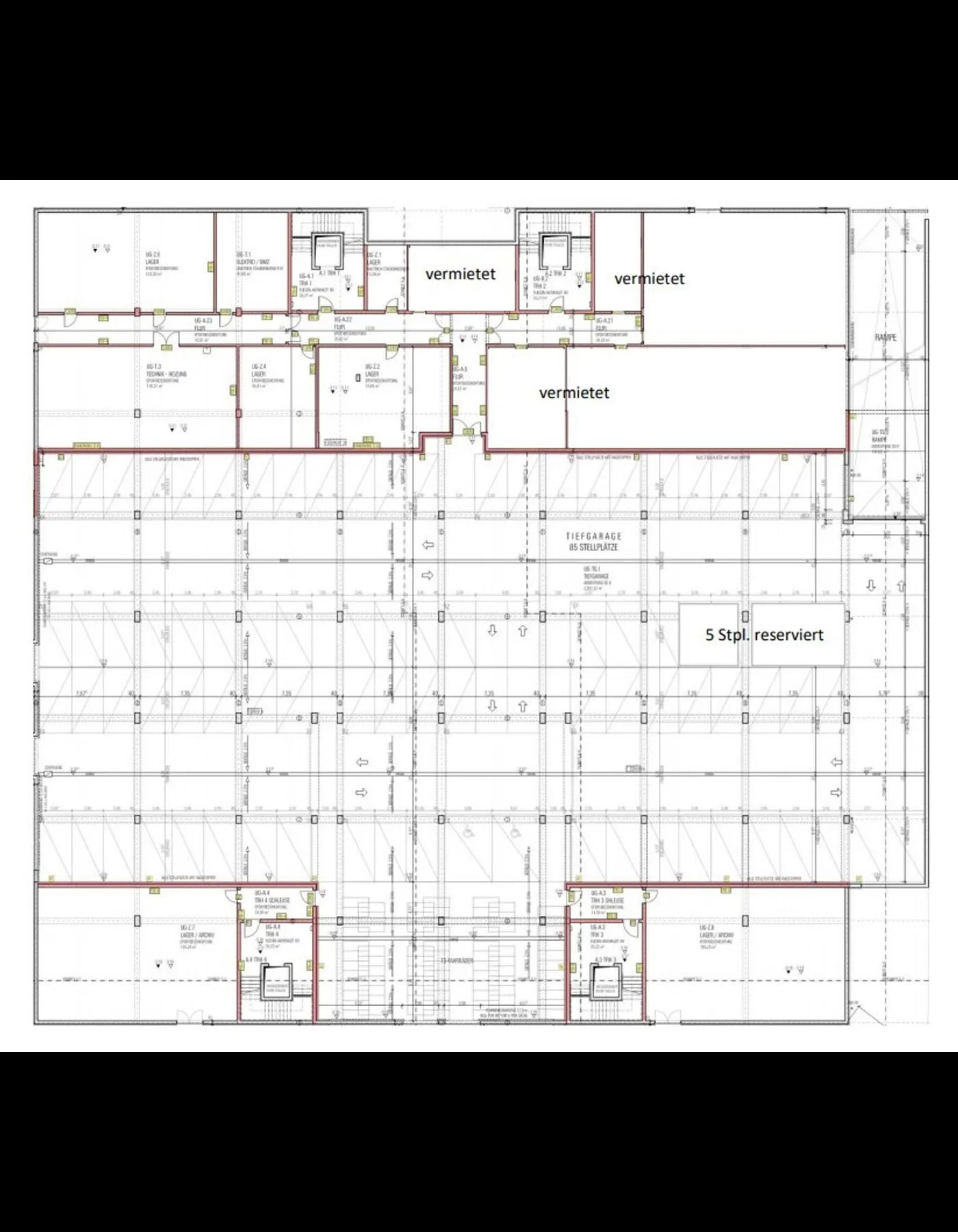 Grundriss Tiefgarage und KG