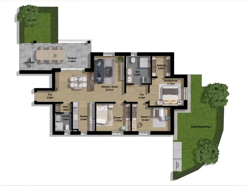 Hochwertige Neubauwohnung mit Terrasse und Garten in ruhiger Lage von Gaimersheim!
