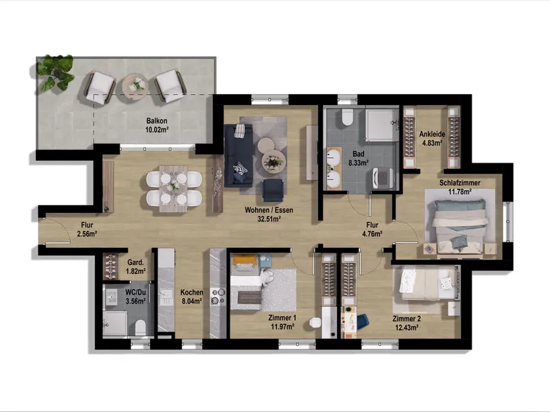 Großzügige Neubauwohnung im Obergeschoss mit großer Terrasse in Gaimersheim!
