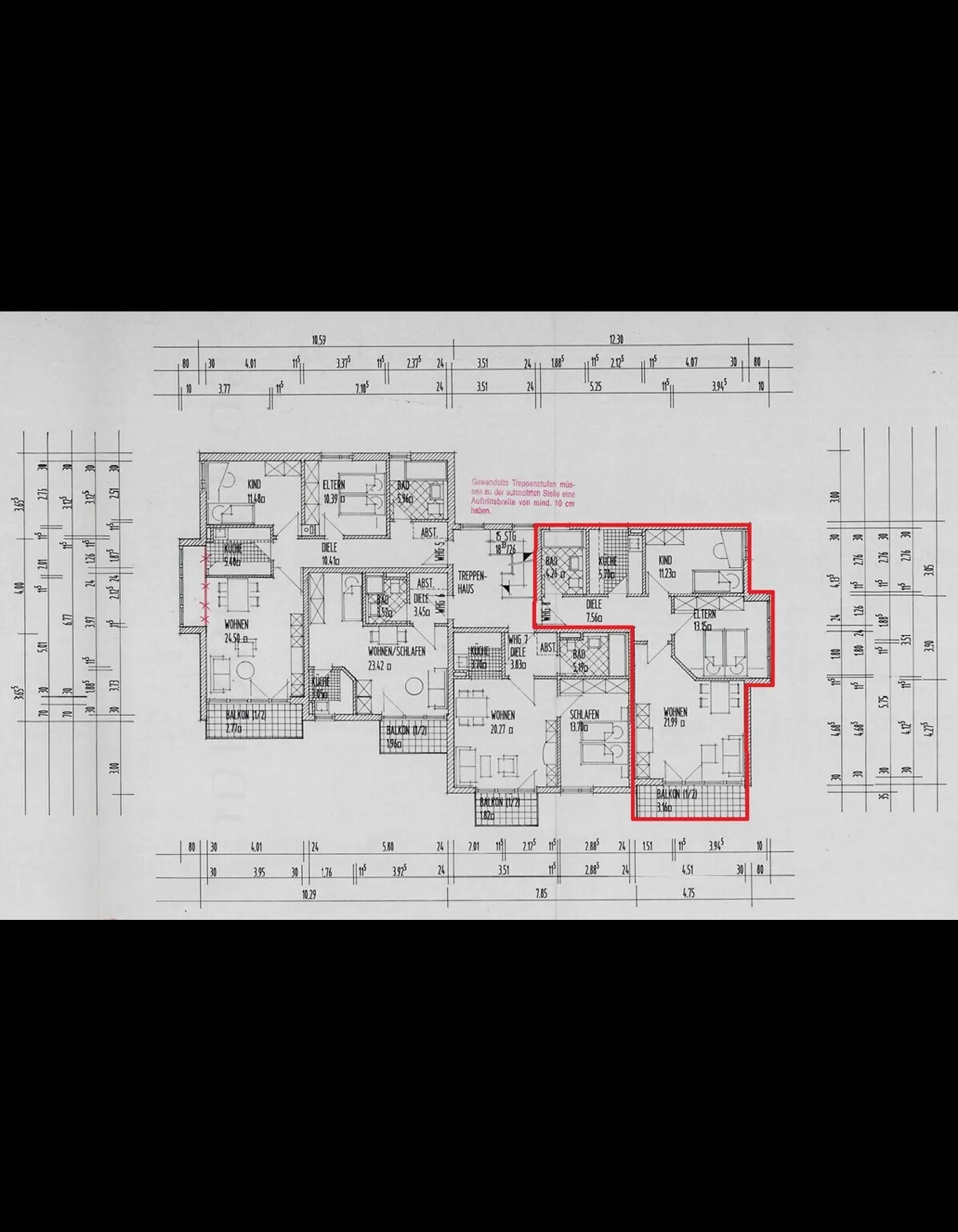 Bemaßter Grundriss Foto