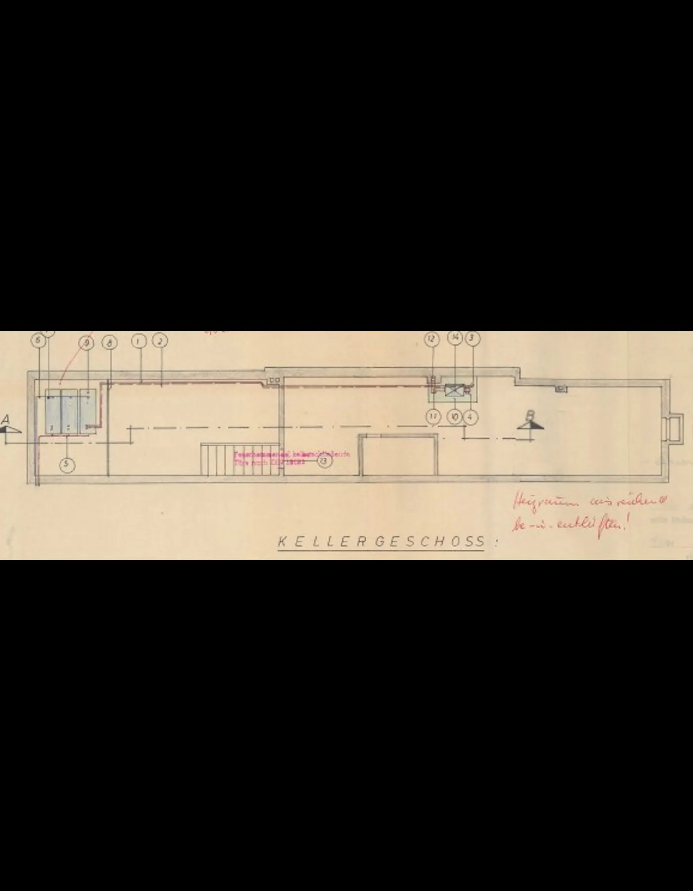 Kellergeschoss - Gebäudezeile